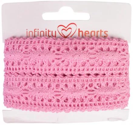 Infinity Hearts Lace Ribbon Polyester 25mm 09 Pink - 5m