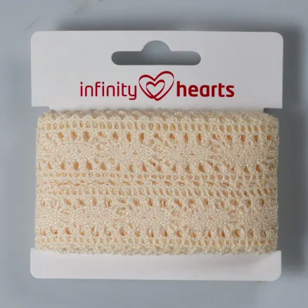 Infinity Hearts Lace Ribbon Polyester 25mm 2 Ecru - 5m