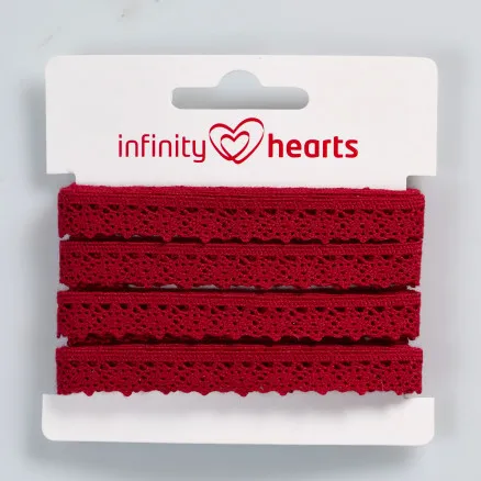 Infinity Hearts Lace Ribbon Polyester 11mm 10 Wine Red - 5m