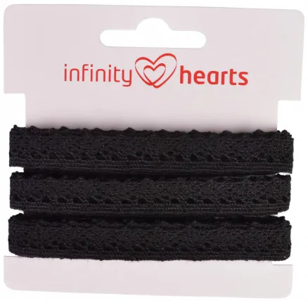 Infinity Hearts Lace Ribbon Polyester 11mm 11 Black - 5m
