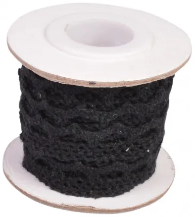 Infinity Hearts Lace/Lace Ribbon Black 12mm 2.5m