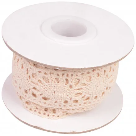Infinity Hearts Lace/Lace Ribbon Beige 25mm 2.5m
