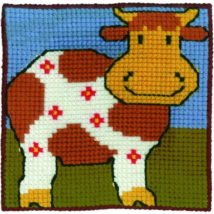 Permin Embroidery Kit Children's Canvas Cow 25x25cm