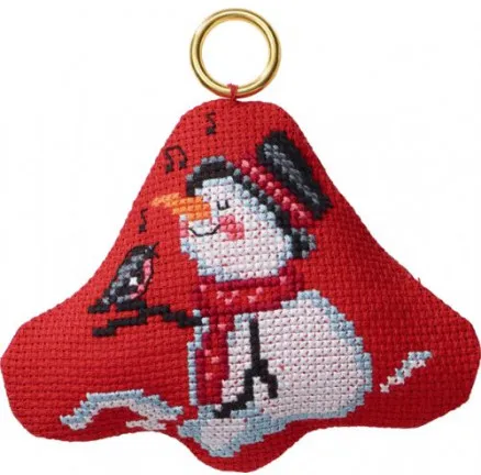 Permin Embroidery Kit Snowman in Bell 9x8cm