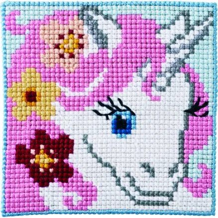Permin Embroidery Kit Children's Canvas Unicorn 25x25cm