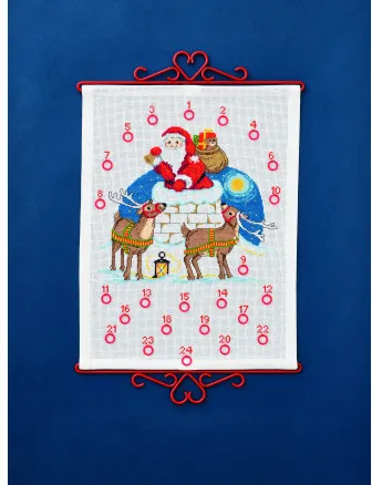 Permin Embroidery Kit Santa in Chimney 32x42cm