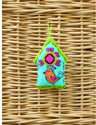 Permin Embroidery Kit Birdhouse Blue 7x9cm
