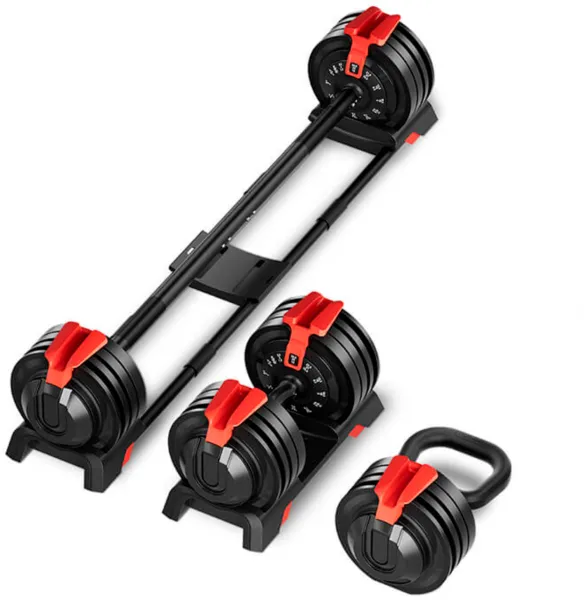 Odin Adjustable Dumbbell 24kg 3 in 1 Set (Incl. Barbell and Kettlebell)